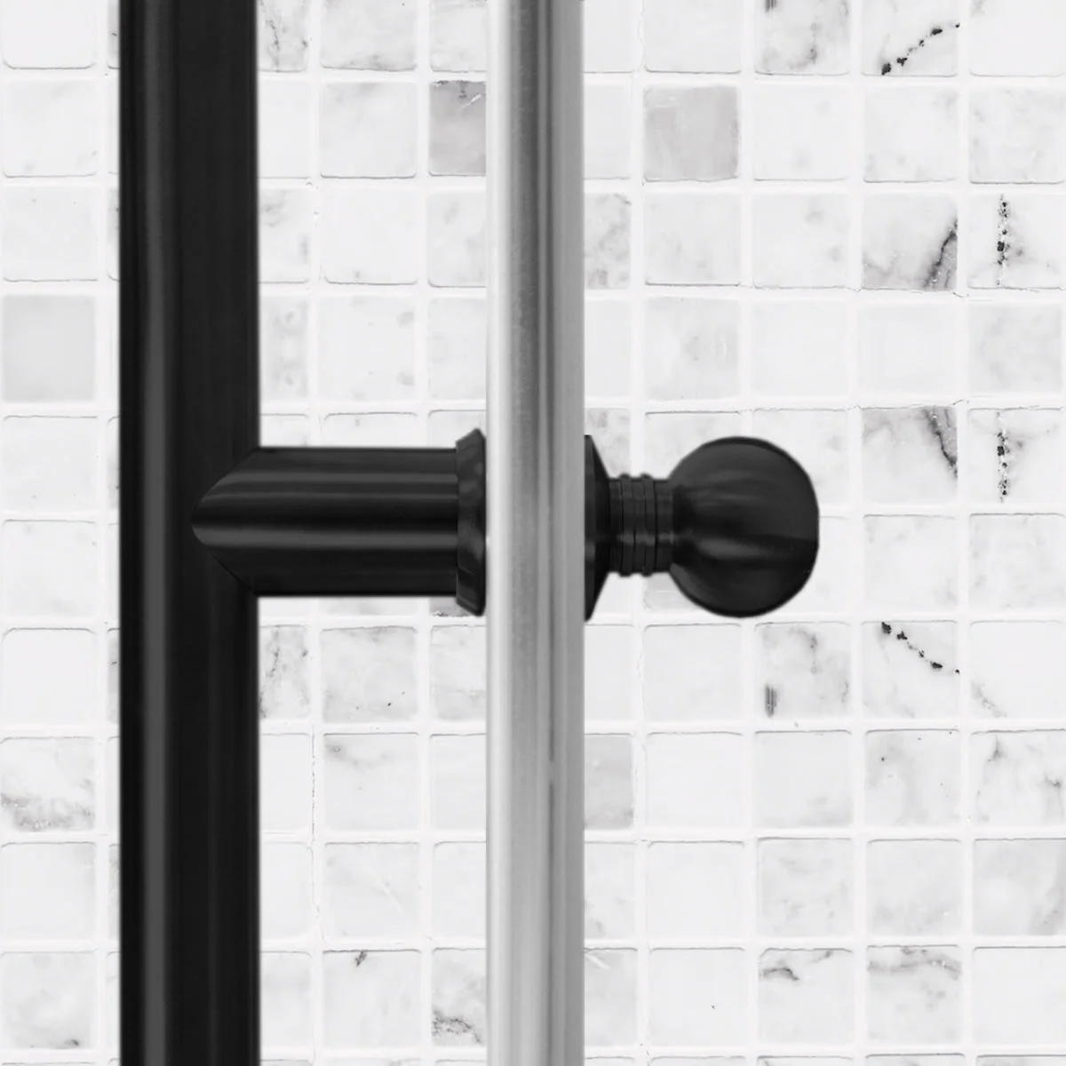 56-60 W x 76 H  Sliding Frameless Shower Door ULTRA-C with Clear Glass in Matte Black - Image 4