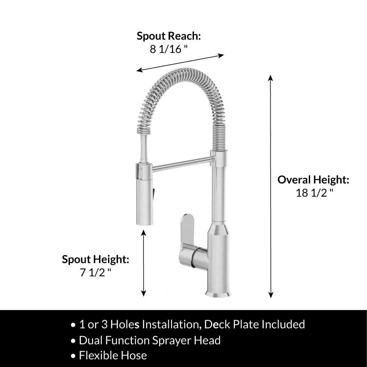Modern Spring-Type Kitchen Faucet LK18B Brushed Nickel - Image 3