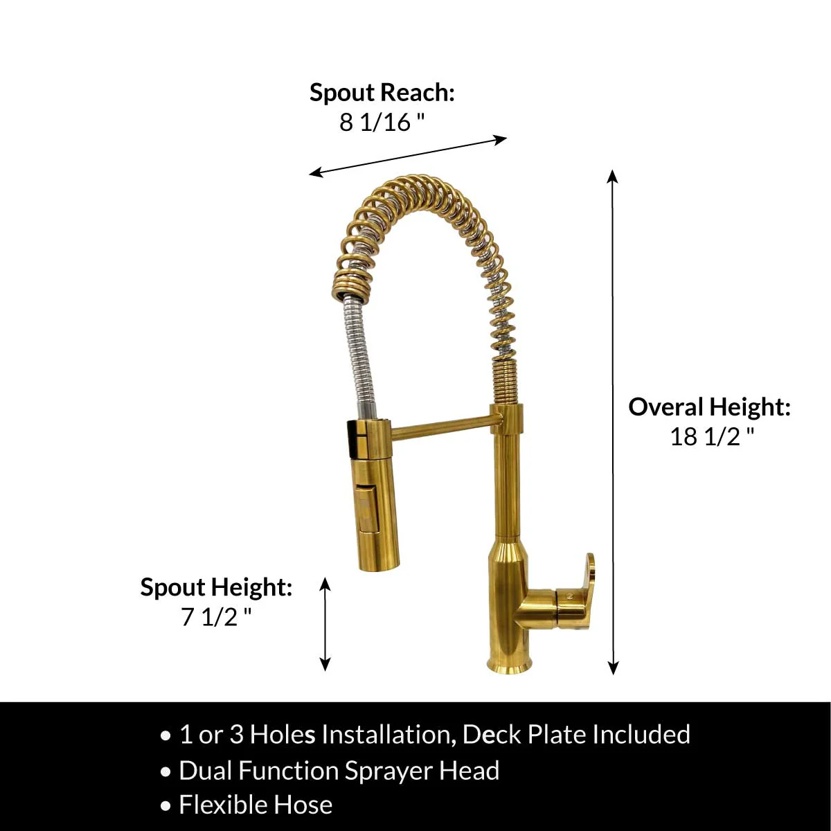 Modern Spring-Type Kitchen Faucet LK18G Gold - Image 3