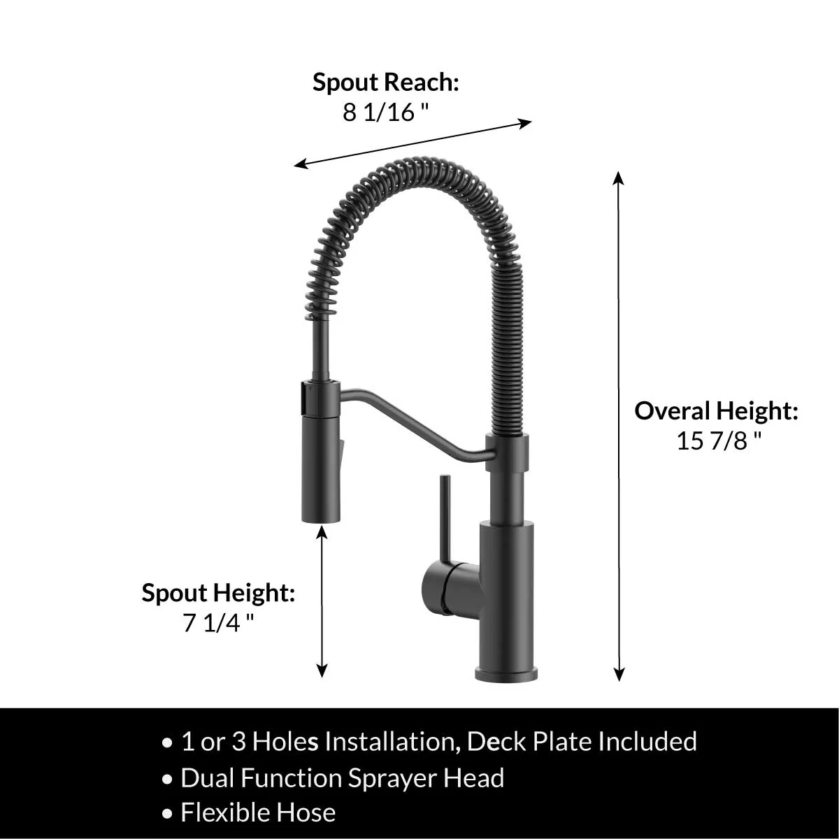 Modern Spring-Type Kitchen Faucet LK20M Matte Black - Image 4