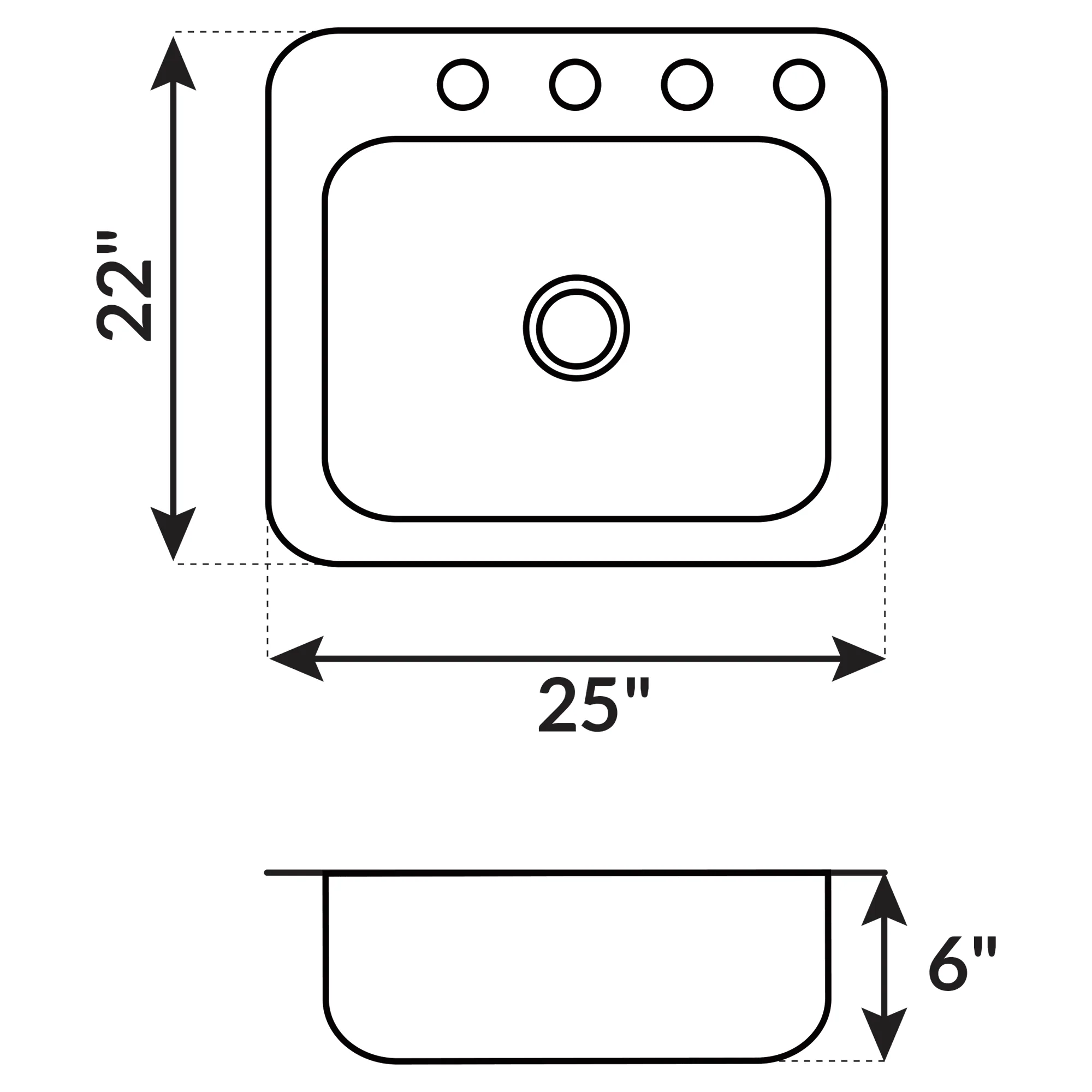 25 in. Drop-in Single Bowl 20-Gauge Durable Satin Stainless Steel Kitchen Sink LT64 - Image 4
