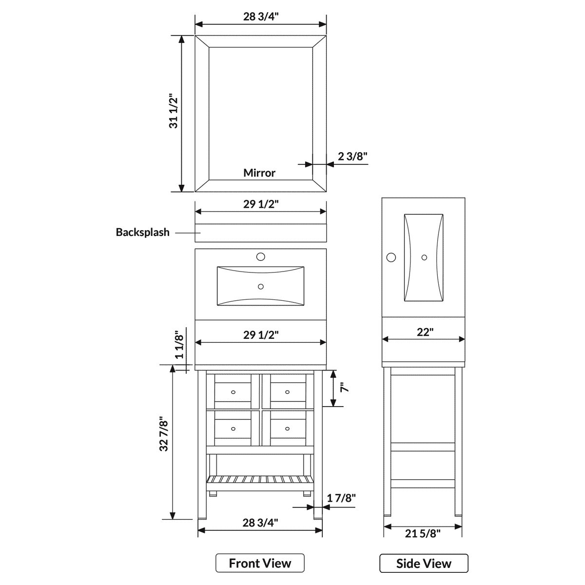 30"W Bathroom Vanity with Marble Top and Mirror in Espresso LV6-30B - Image 5