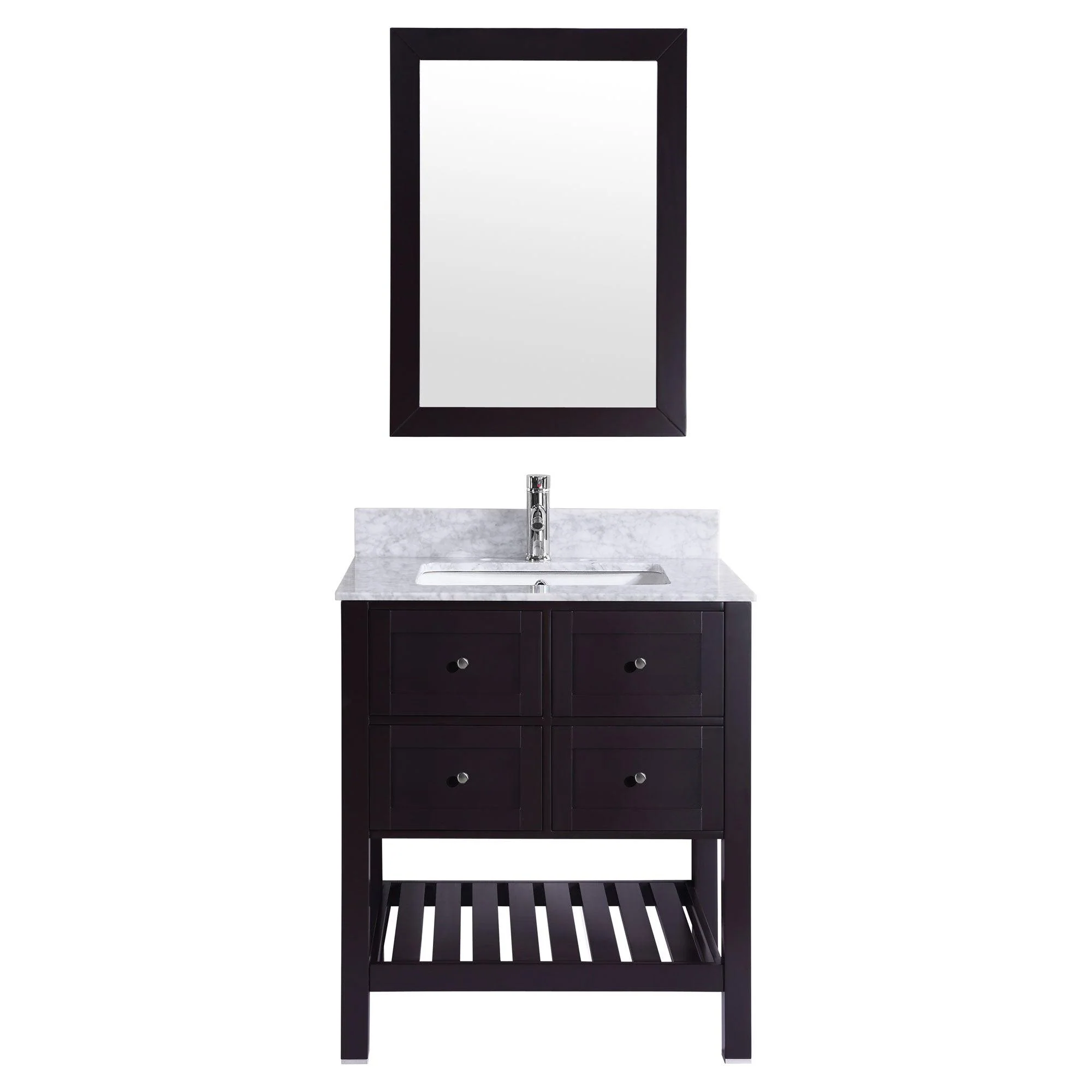 36"W Bathroom Vanity with Marble Top and Mirror in Espresso LV6-36B - Image 3