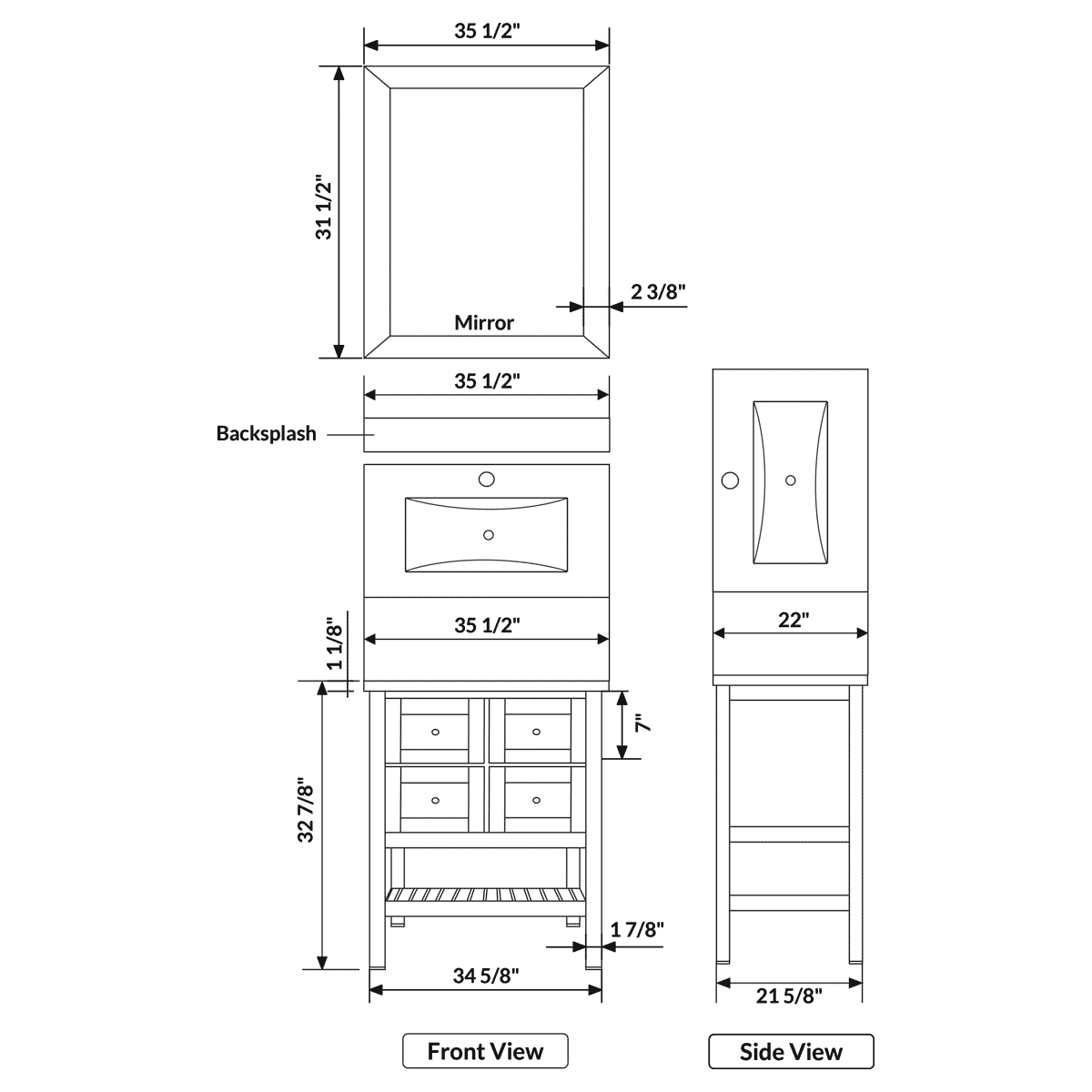 36"W Bathroom Vanity with Marble Top and Mirror in Espresso LV6-36B - Image 5