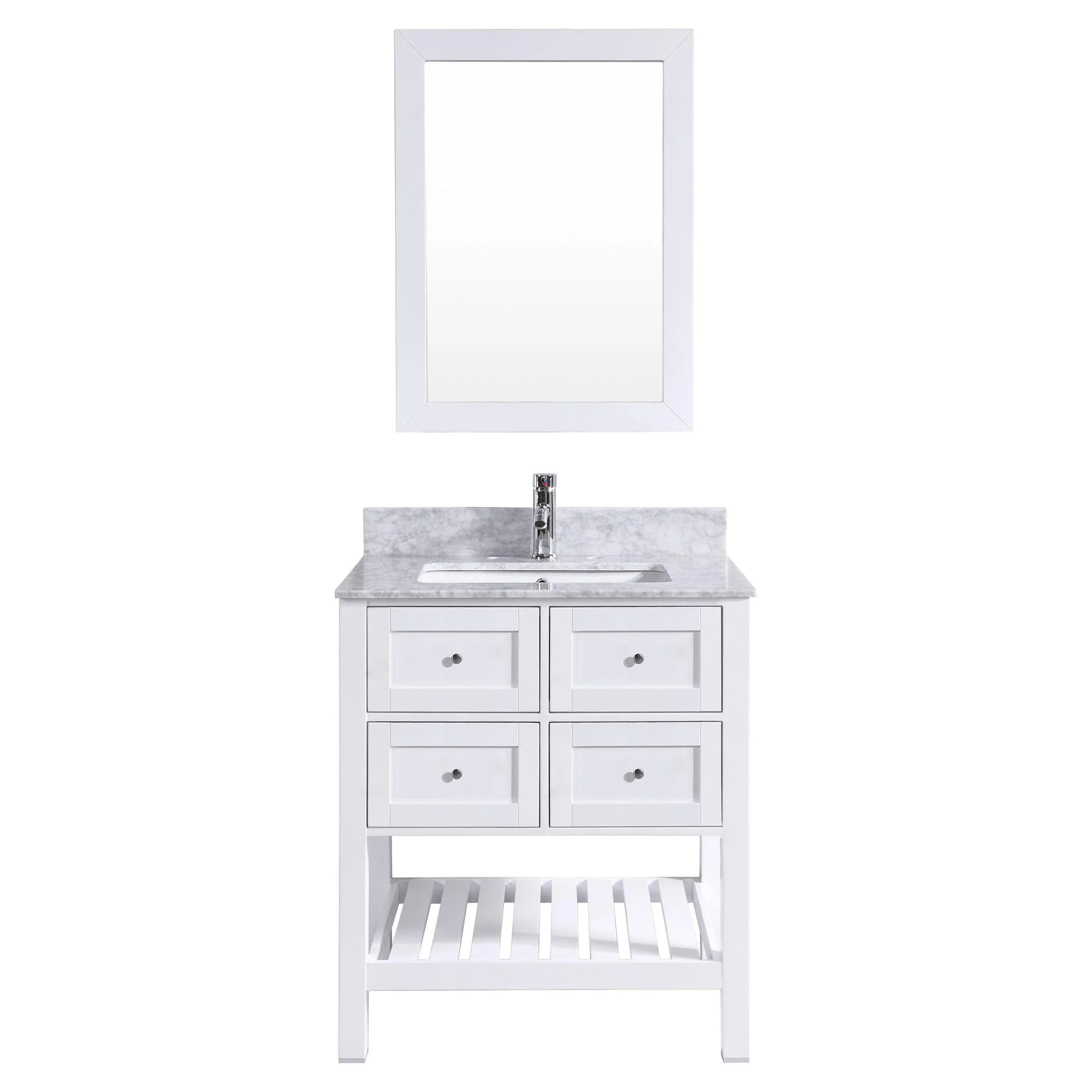 36"W Bathroom Vanity with Marble Top and Mirror in White LV6-36W - Image 3