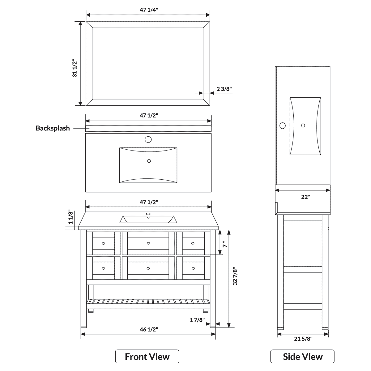48"W Bathroom Vanity with Marble Top and Mirror in Espresso LV6-48B - Image 5