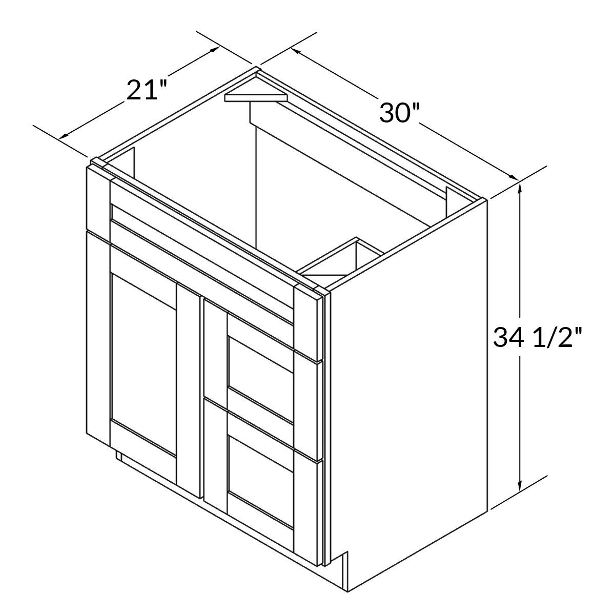 30 W x 21 D x 34.5 H Vanity Sink Base Cabinet - Alpina White - Image 3